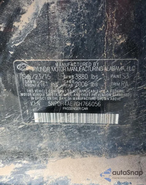 2016 Hyundai Elantra Se z USA, uszkodzony, nr VIN 5NPDH4AE7GH766056